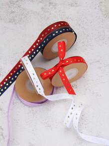 Ru-băng họa tiết trái tim lá vàng 1cm, 1 cuộn hoàn hảo để gói quà, bó hoa, bánh quy & bánh ngọt tự làm, nơ - trắng - Xem 2