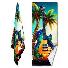 1pc Personalized Design Coconut Tree, Butterfly, Heart, Guitar, Planet Extra Large Beach Towel, Quick Dry, Lightweight Microfiber, Suitable For Swimming Pool, Camping, Travel, Leopard Print Colorful Beach Towel & Bath Towel