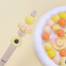 30 件波西米亚雏菊蝴蝶结帽硅胶珠圆花硅胶散珠 DIY 工艺品适用于制作笔、钥匙链、项链、手链