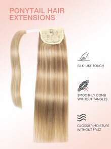 Extensiones de cabello humano con cola de caballo, extensiones de cabello con clips para uso diario, fácil de usar, extensión de cola de caballo de color natural para mujeres, larga y recta