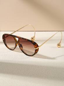 1pc Ombre Shiny Round Sexy PC (Polycarbonate) Pilot Frame Glasses With Ear Pendant, Fashion All Season For Summer Beach Vacation,Outdoor,Travel