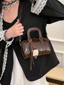 2025年新款纯色柔软PU奢华手提包，时尚复古女士日常及节日礼品包