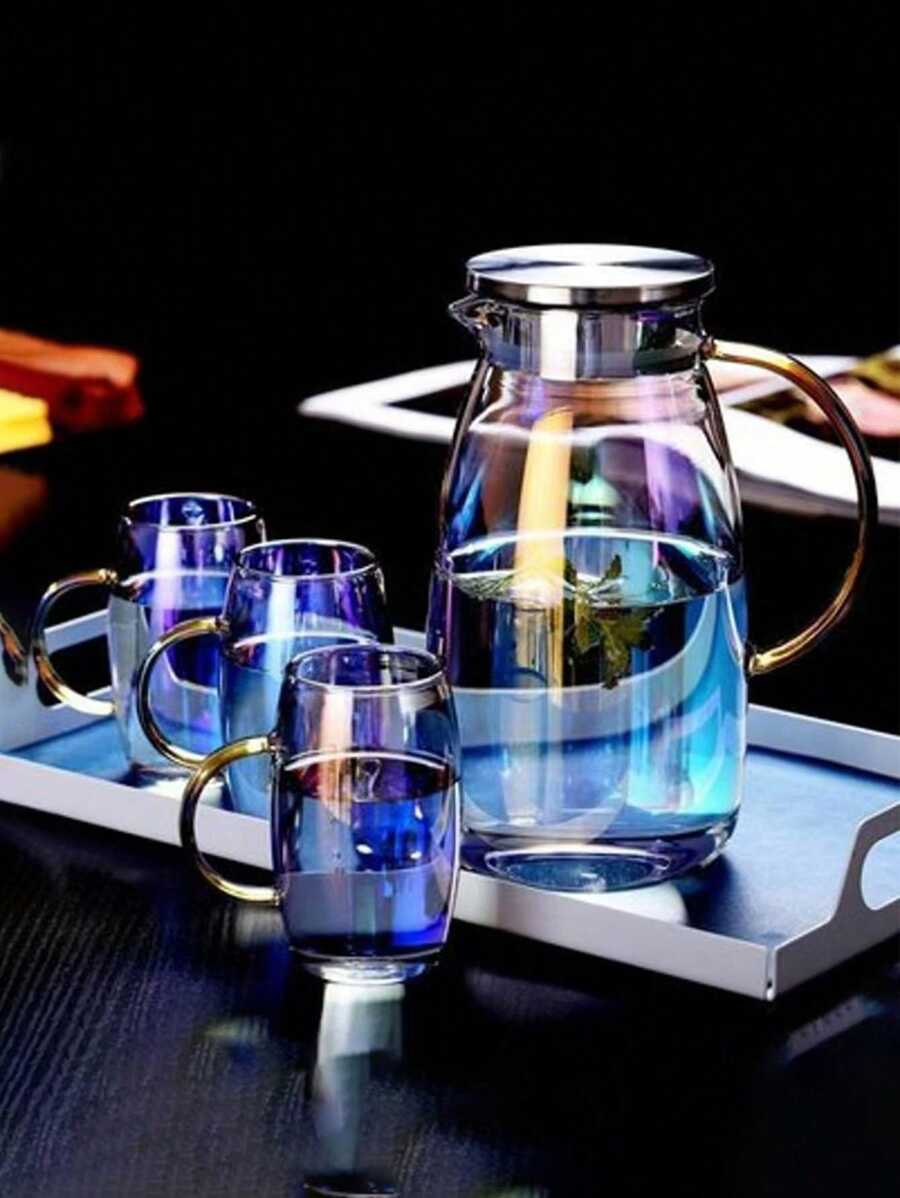 1 Pc Multicolor Cold Water Pot, High Borosilicate Glass Kettle, Home High Capacity Tea Set With Teacups - Multicolor - View 1