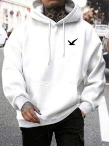 Men's Sweatshirt Kangaroo Sweatshirt Cold Weather Top - White - View 1