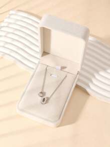 1 Fashion Simple Stainless Steel Love Letters Ladies Pendant Necklace Suitable For Ladies Daily Wear Holiday Dating Gift Jewellery Mother's Day Gift (With Gift Box)