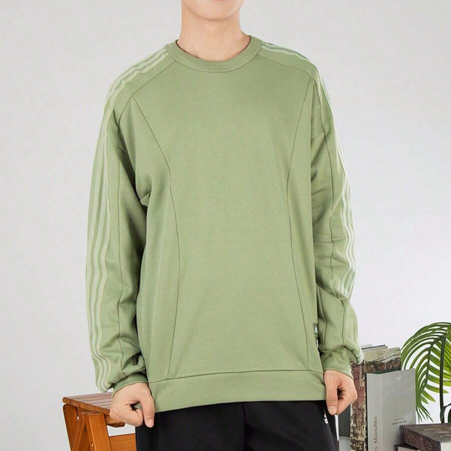 阿迪达斯男士无极系列训练休闲卫衣，时尚简约基础款舒适圆领长袖套头衫 JI8711