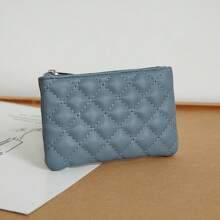 Rhombus Pattern Girl's Coin Purse, PU Leather Short Wallet Large Capacity Card Case, Cute Fresh Coin Pouch, Clutch Organizer - Multicolor - View 10