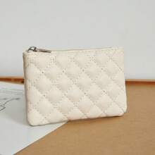 Rhombus Pattern Girl's Coin Purse, PU Leather Short Wallet Large Capacity Card Case, Cute Fresh Coin Pouch, Clutch Organizer - Multicolor - View 12