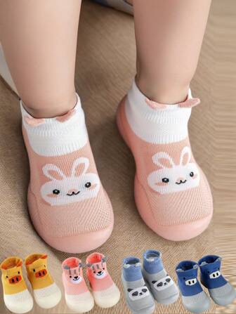 1Pair Baby Animal Floor Shoes Children Sock Shoes Non-Slip Floor Socks Kids Boy Girl Soft Rubber Sole Shoes Toddler Sock Shoes Infant Booties