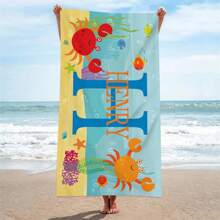 1pc Customized Beach Towel, Personalized Name Pool Towel, Suitable For Children, Teens, Vacation Gift, Girl Gift, Outdoor Party Use Back To School
