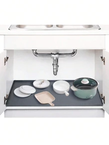 Alas Pelindung Wastafel Silikon, Pelapis Wastafel Tahan Air untuk Kabinet Wastafel Dapur, Baki Tetesan, Alas Pengeringan Piring, Alas Hewan Peliharaan, Tatakan Kopi & Alas Serbaguna - segi enam hitam - View 8
