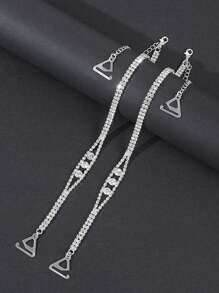 1 Pair Women Adjustable Replaceable Undergarment Shoulder Straps Accessories, Rhinestone Slip Proof Strap, For Rave