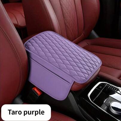 1 件汽车中央控制台扶手垫，薄款四季正品纳帕皮革，绗缝钻石设计，带储物袋，时尚