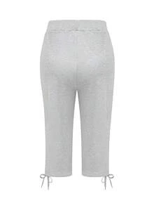 时尚女式抽绳腰七分裤，带口袋，休闲夏装