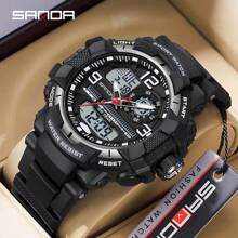 SANDA. SANDA Luxury G Series Shock-Resistant Men's Electronic Watch, Outdoor Sports LED Pointer/Digital Dual Display Chronograph, Military Dual Display, 50M Water Resistant - one-size - View 3