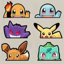 pokemon Pokemon Pikachu Stickers - 6 Fun Designs For Cars Motorcycles Backpacks And Car Window Decals Perfect For Fans Vehicle Decoration And Adding A Playful Touch To Your Style