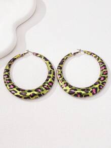 1 对优雅性感的女士耳环，金属粗环带动物豹纹图案，适合派对、节日和日常佩戴 - 豹紋耳環 - 查看 10