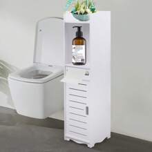 Armadio contenitore per il bagno, porta-rotolo di carta igienica, mobiletto di archiviazione per bagno da posizionare accanto al water per spazi ridotti, con porta-rotolo, adatto per bagno, soggiorno e altro - decorazione bianca per il bagno di casa, organizzatore di make-up estivo, per la ripresa della scuola