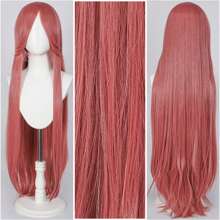 FULCRUM 40英寸超长直发合成假发，适合角色扮演、派对、圣诞节等场合，有绿色、橙色、粉色、蓝色、黑色可选，耐热合成发丝 - 彩色 - 查看 26