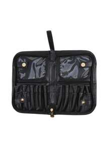 Makeup Brush Bag Organizer Foldable Makeup Brush Artist Case Travel Brush Holder Portable Zipper Professional Handbag For Travel Home Gift - Black - View 1