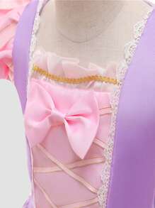 Young Girl Purple Bowknot Net Mesh Princess Dress - Multicolor - View 5