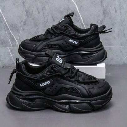 男士夏季新款网眼透气休闲运动鞋，百搭厚底鞋，增高鞋，时尚运动鞋，