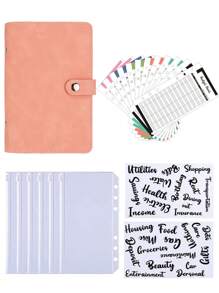 1 件 A6 仿皮纽扣封口活页夹，含 12 个现金信封、6 个活页袋、2 个标签，适用于文具、卡片、收据、现金存储，适用于办公室、学校、家庭使用、便携式、储蓄计划、双周储蓄计划、10000 储蓄计划、储蓄策略 - 青碧色 - 查看 10