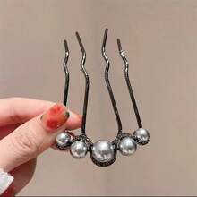 2pcs Elegant Faux Pearl Bun Maker - Special 4-Claw Comb, Suitable For Curly And Long Hair Styling Combs For Hair Side Comb