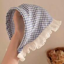 Vintage Dreieck Schal aus Spitze, französischer Streamer Stirnband Sonnenschutz Dutt Hut Seidenschal Damenschal, pastoral elegantes Stirnband, Spitzenrand Haarzubehör, Haarband, Haarreifen