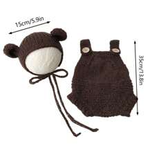 Photography Props:Baby Photography Props Bear Costume Knit Hat Suspenders Set Photo Posing Props Newborn Photo Props Bodysuit,Teddy Bear Style Baby Shower Family Decorations Gifts Baby Shower Easter Gift Things For Girls/Boys - Multicolor - View 8