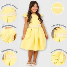 Girls Dress, Princess Style, Party, Wedding, Graduation, Baptism, Youth, Birthday - Yellow - View 4
