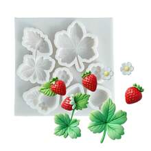 Strawberry Leaf And Flower Shape Mold Set, Resin Silicone Molds For Decoration, Crafting And DIY Crafts, Making Clay Crafts, Candles And Other DIY Tools, Valentine's Day, Mother's Day, Father's Day, Birthday Gifts - White - View 6