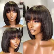 Body Wave Wigs With Bangs Human Hair Wigs For  Women None Lace Front Wigs 200% Density Brazilian Virgin Hair Glueless Machine Made Wig Natural Color(18-38 Inch, Body Wave) - S1 - 查看 7