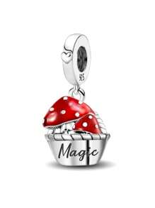 1PC 925 Sterling Silver Fashionable Cherry Grape Mushroom Basket Pendant Beads Charm Suitable For Bracelets DIY Women's Jewelry - Silver - View 16