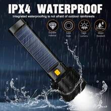 1pc Solar Powered LED Flashlight COB Side Light USB Rechargeable Spotlight For Camping Hiking Fishing - As Shown In the Figure - View 5