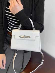 Autumn And Winter Fashion, Simple , Atmosphere, Four Seasons Wild Goddess Fan High-End Texture, Portable Shoulder Bag Oblique Cross-Body Briefcase - White - View 3