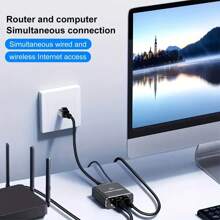1 To 2 Gigabit Ethernet Splitter - Network Splitter Adapter With USB Power Cable, RJ45 Internet Splitter 1000Mbps High-Speed For Cat 5/5e/6/7/8 Cable [2 Devices Connectivity]