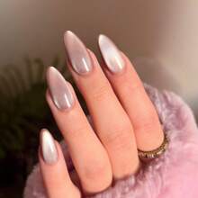 24片/套 Y2K 亮面杏仁形亚克力磁性猫眼美甲贴纸，杏仁形美甲设计，完美贴合假指甲，包含：1片果冻胶和1个指甲锉，浅粉色猫眼美甲，适合女性和女孩日常佩戴或参加锐舞派对的美甲用品 - 巧克力棕 - 查看 7