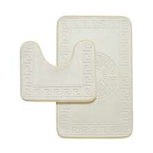 VELVETIO Bath Mat Set Non Slip Jacquard Greek Key Pattern 2 Piece Machine Washable Toilet Rugs - Cream - View 2