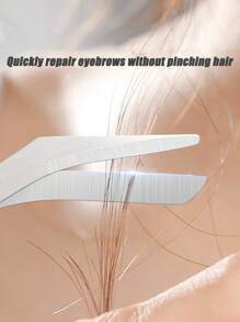 4pcs/2pcs/1pc Stainless Steel Eyebrow Trimmer Scissors Set With Comb, Suitable For Any Skin Type Beauty Tools, Unisex, Can Be Used For Depilation, Makeup, Home Decor, Vanity, Travel, Bedroom And More. Versatile Product Includes Makeup Accessories, Eyebrow Scissors, Christmas Gift And Others. - White - View 7