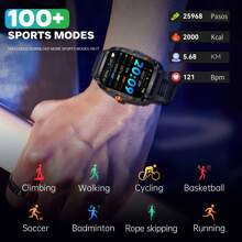 EIGIIS Smart Watch For Men 3ATM Waterproof Watch 1.96'' Big Screen Rugged Sports Smartwatch 430mAh Fitness Tracker With Sleep Monitor Outdoor Answer Call For IOS Android - 黑殼黑膠+迷彩灰 - 查看 4