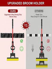 1 Piece Broom Rack Wall Mounted - Mop And Broom Rack - Garage Storage Rack And Garden Tool Organizer - 5 Position 6 Hook Broom Rack For Home, Kitchen, Garden, Tool, Garage Organization - Black - Black - View 7