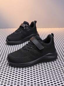 Breathable Mesh Running Shoes, Low-Top Sneakers For Teenagers, All Black Color, Versatile Casual Lightweight Student Shoes, Suitable For Spring, Autumn And All Seasons - Black - View 11