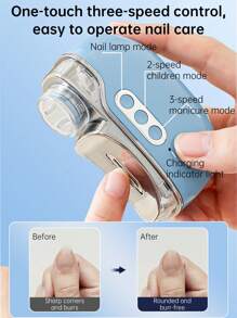 三合一电动指甲钳，带LED指甲灯，USB充电，三档速度，自动修剪，低过敏性，男女皆宜 - 包含指甲油架和收纳盒，美甲必备 | 时尚指甲钳 | 耐用电池，美甲工具 - 彩色 - 查看 8
