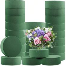 6pcs Green Floral Foam, Round Florist Foam Brick, Dry Floral Foam Blocks, Fresh Flowers Foam Mud, DIY Flower Arrangements Supplies For Wedding And Festival Party Decor