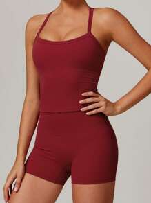 MASKERT Spring And Summer Women's Sports Suit Vest Fitness Suit Tight Running Suit High Stretch Fitness Yoga Suit Home Casual Comfortable Skin Friendly