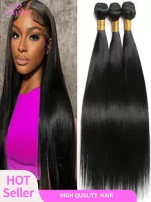 WALSDI 1&3 束 14 英寸 16 英寸 18 英寸 22 英寸 26 英寸 黑色 Yaki 直束接发，Yaki 束天然黑色 Yaki 直合成接发，适合女性 DIY 发型 - 查看 2