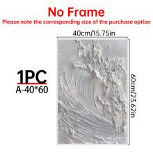 1 pièce Peinture sur canevas murale blanche à vagues libres, faite à la main, pour le salon, le bureau moderne, la décoration de la maison. Grande feuille décorative abstraite avec texture - 1 pièce - Voir 15