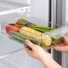 Transparent Refrigerator Drawer Organizer | Pull-Out Shelf For Eggs/Fruit/Vegetables/Seafood/Meat (Fits All Fridges) - Transparent - View 1
