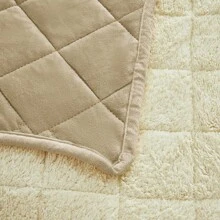 Plain Sheepskin Cover With Covers - Beige - View 5